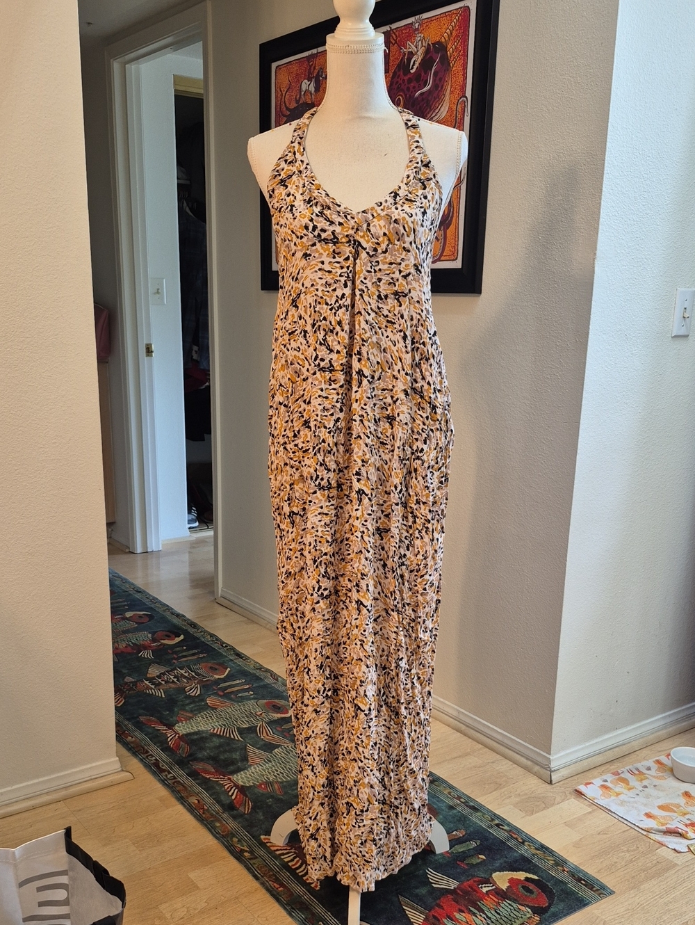 Lovestich Sanni Animal Print Maxi Dress 2 Pockets V Neck Racerback Sleeveless